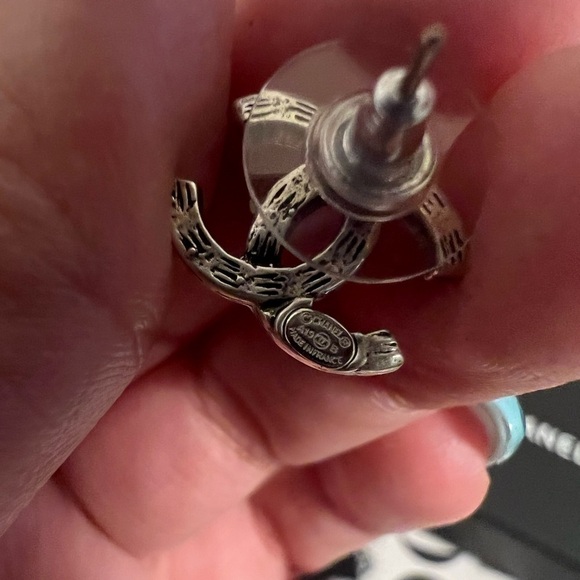 CHANEL CC Classic Silver Stud Earrings - AUTH - Picture 5 of 9